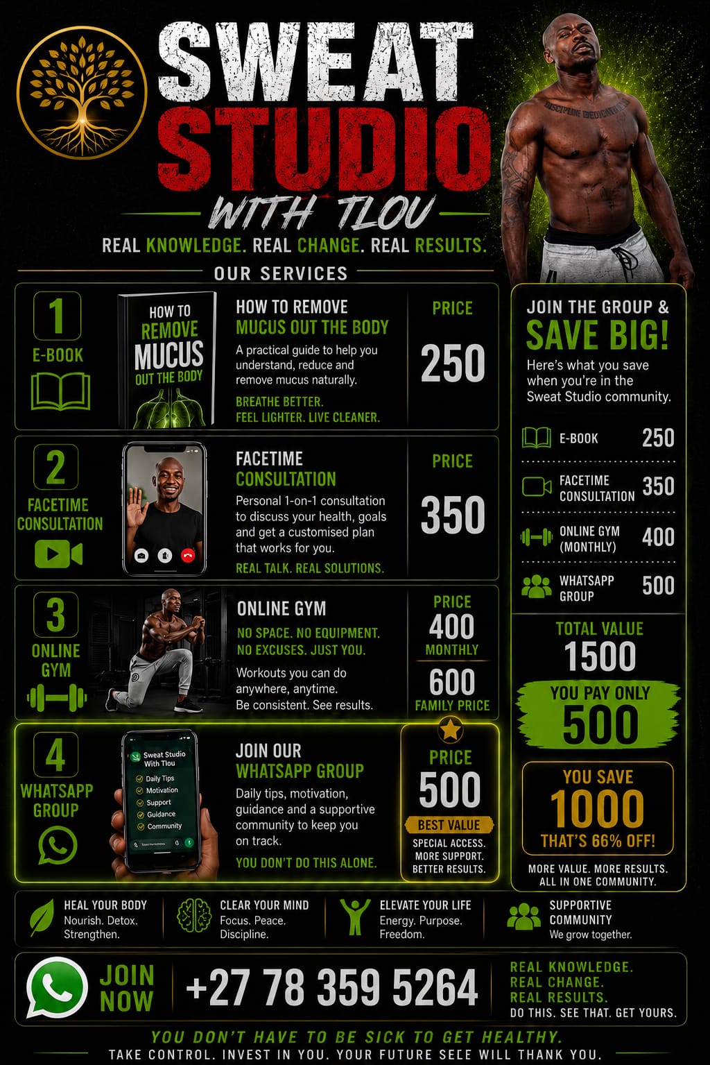 Sweat Studio with Tlou services flyer